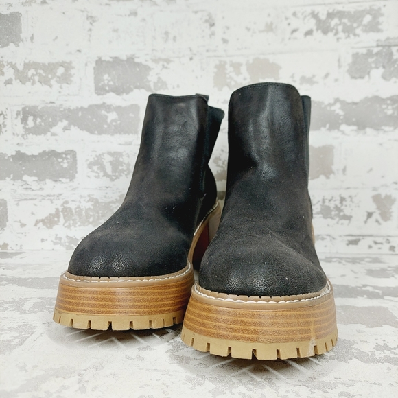 New Mia Alejandro Black Leather Platform Boots M703 - Picture 2 of 11